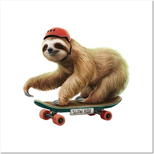 Chill Cruiser: Sloth Skateboarder Posters and Art